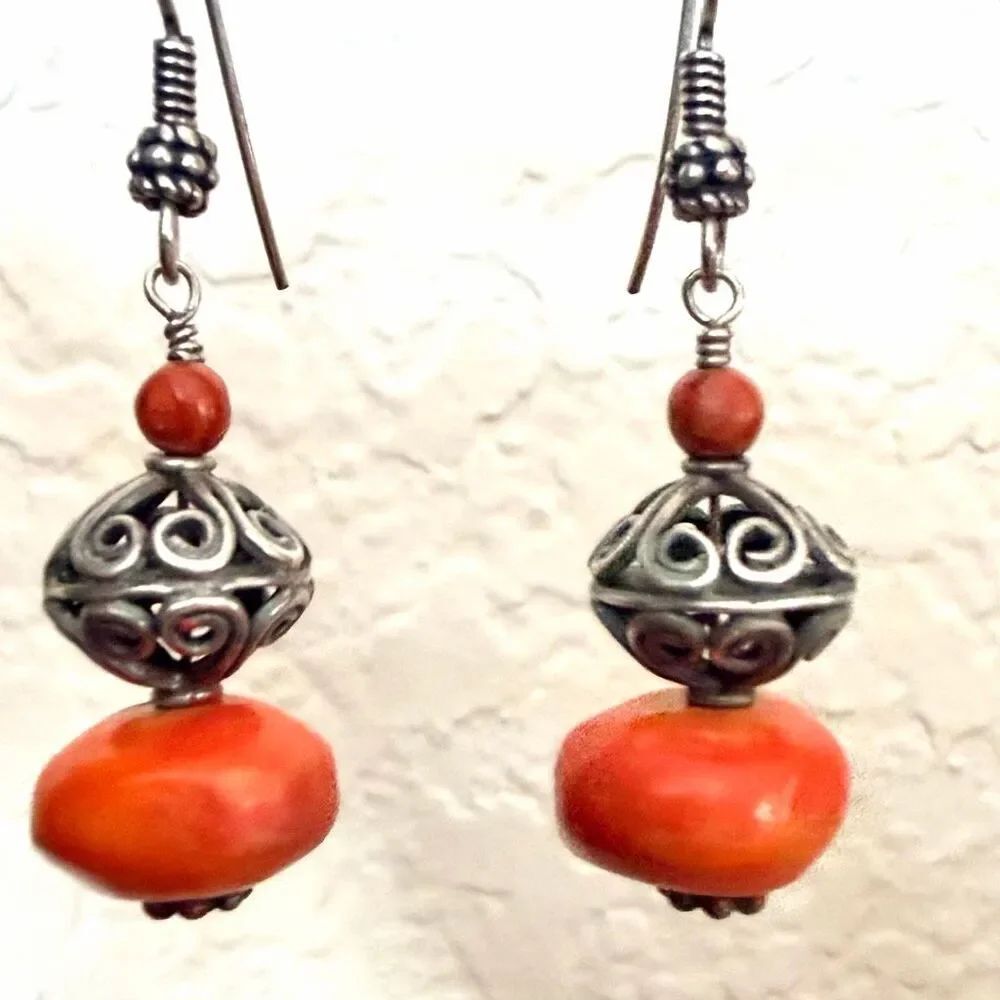 Silver Plated Bali Style Dangle Earrings